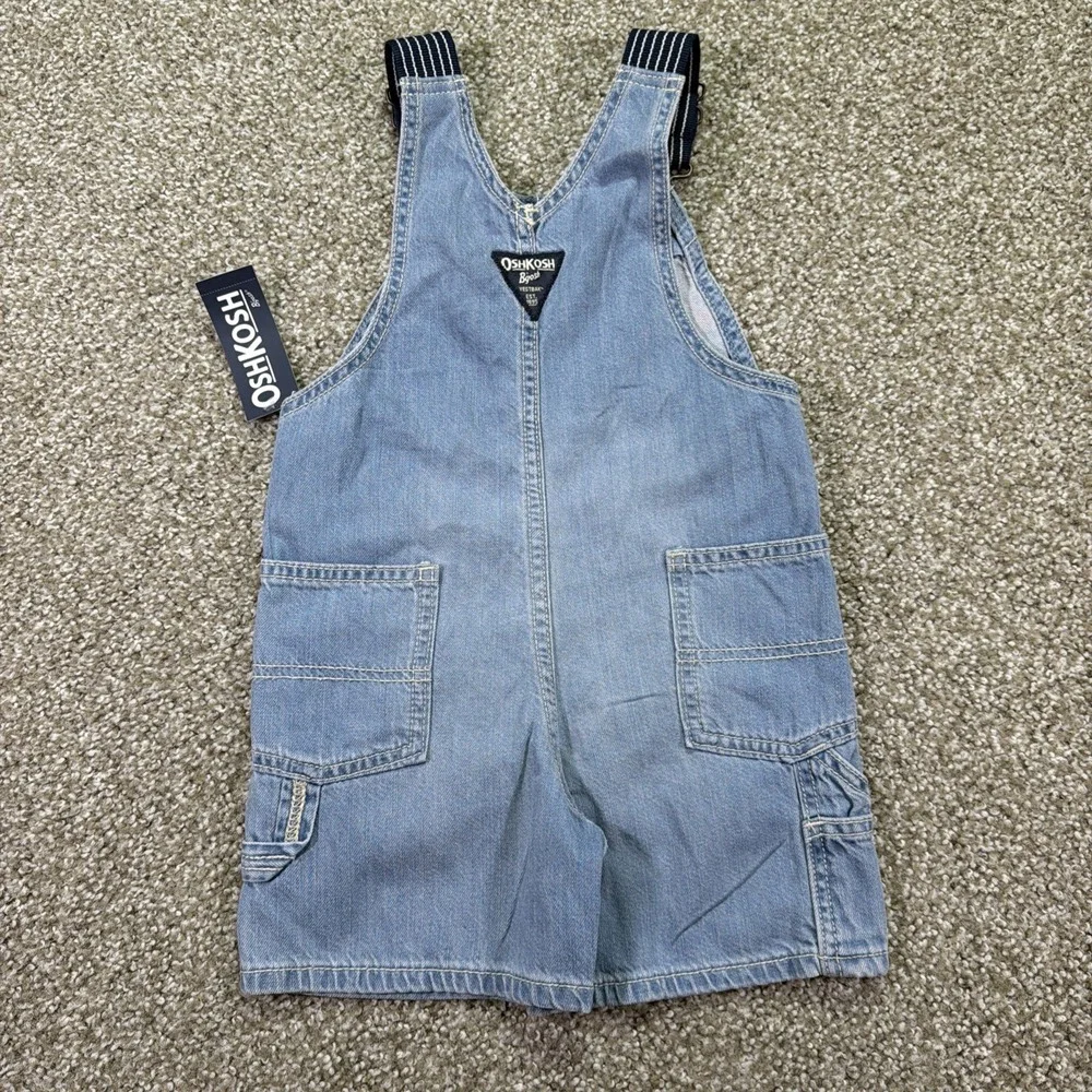 OshKosh B'gosh 3T Denim Overall Shorts Classic Shortalls Vestbak